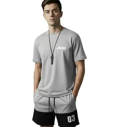 Polyester Printed Co-Ord Set for Men, Grey (M)