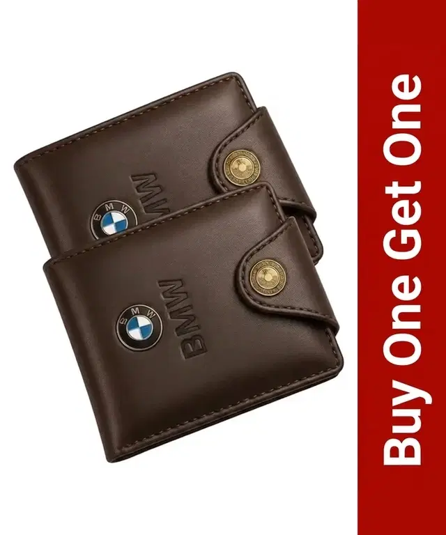 BMW Wallet for Men, Buy 1 Get 1, Dark Brown