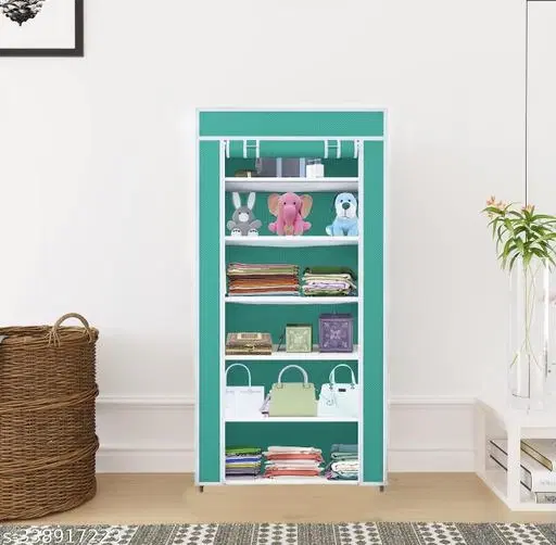 Plastic 6 Layer Collapsible Multipurpose Rack, Sky Blue