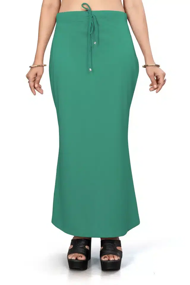 Lycra Solid Saree Petticoat for Women (Green, S)