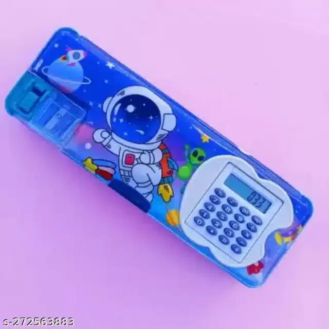 Pencil Box with Inbuilt Calculator, Blue