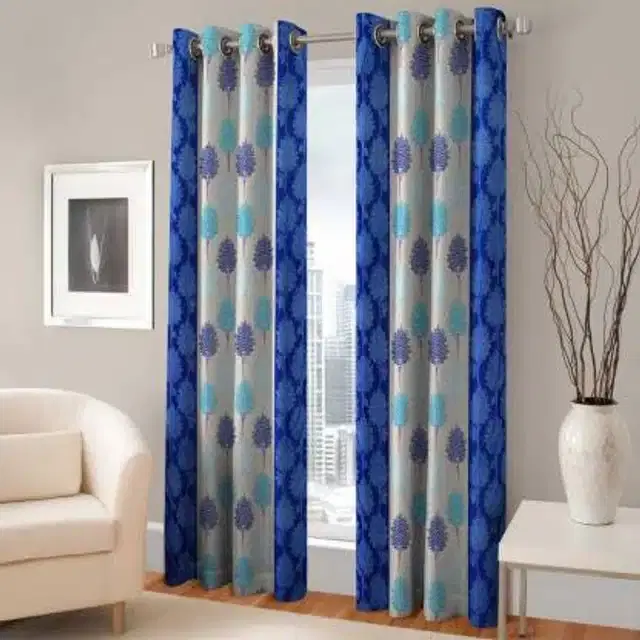 Door Curtains, Pack of 2, Blue, 7 feet