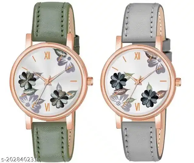 Analog Watch for Women, Pack of 2 (Multicolor)