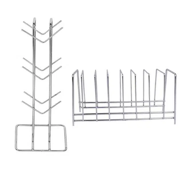 Stainless Steel Cup Stand & Plate Stand For Kitchen, Set of 2, OC-003