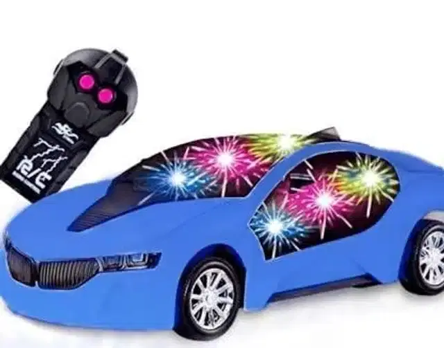 Remote Control with 3D Lights Toy Car for Kids, Blue