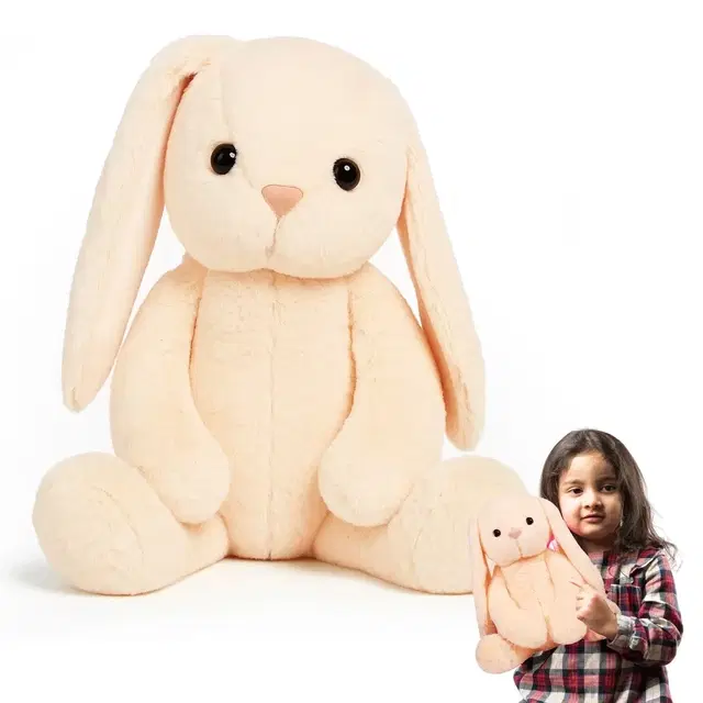 Kidology Peach Bunny Soft Toy For Babies, Cuddly Plush, 34 Cm