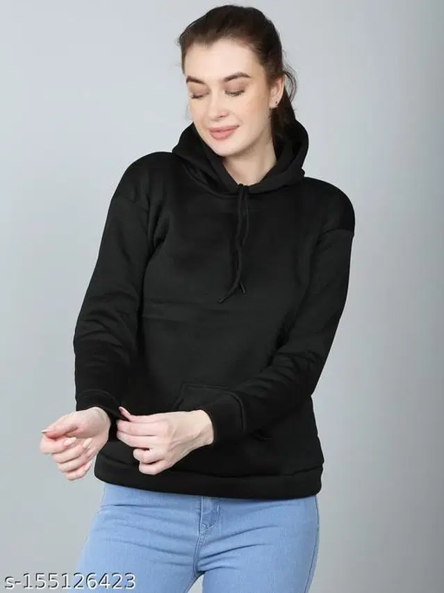Woolen Hoodie for Women (Black, M)