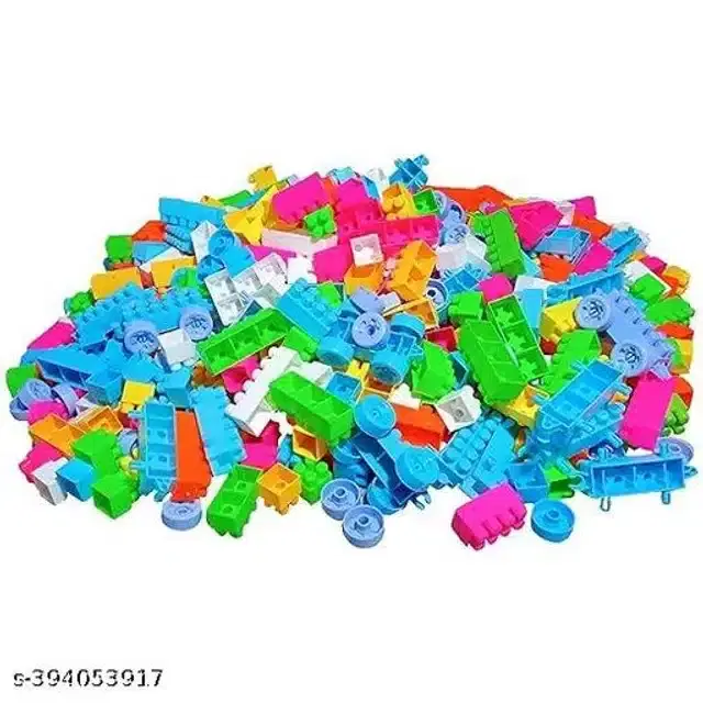 Plastic Block Toys for Kids, Multicolor, Set of 100