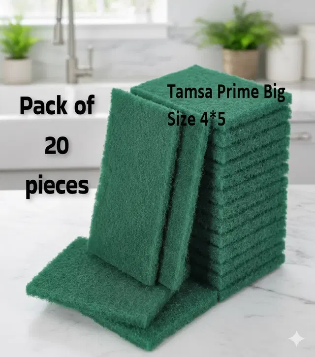 Nylon Scrub Pad, Green, Pack of 20