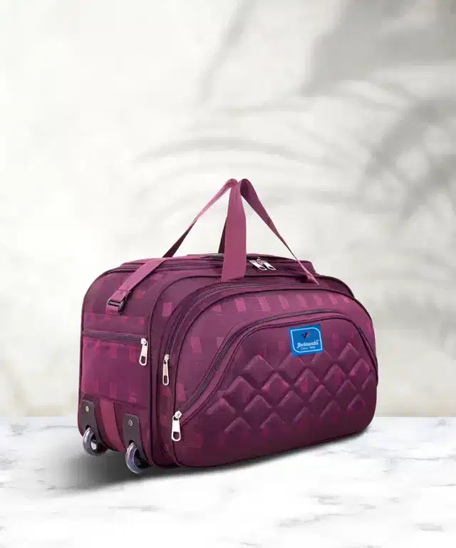 Nylon Traveling Luggage Bag with Wheels, Purple,60 L