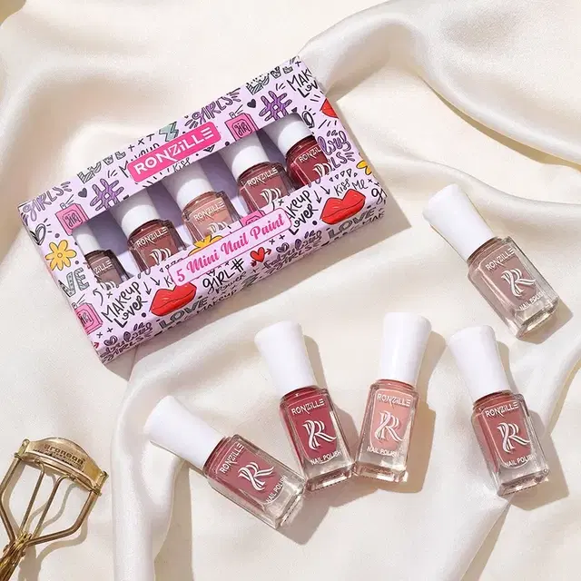 Ronzille Quick Dry And Glossy Nail Polish Gift (Set Of 5) (Red Edition) Pack Of 5