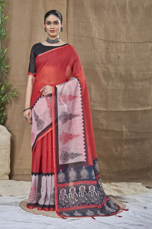Silk Woven Design Saree for Women, Red (6.3 m)