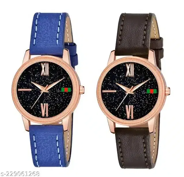 Analog Watch for Women, Pack of 2 (Multicolor)