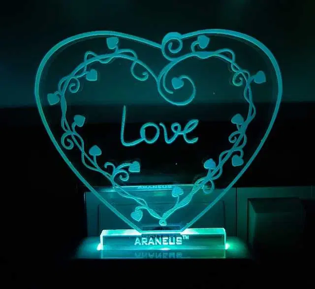 Unicept Heart Love 3D Illusion LED 7 Color Changing Night Lamp, Multicolor, NE-79