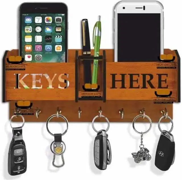Fancy Wooden Key Holder, Tan, HC-014
