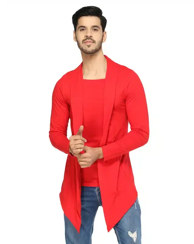 Full Sleeve Shrugs for Men (Red, S)
