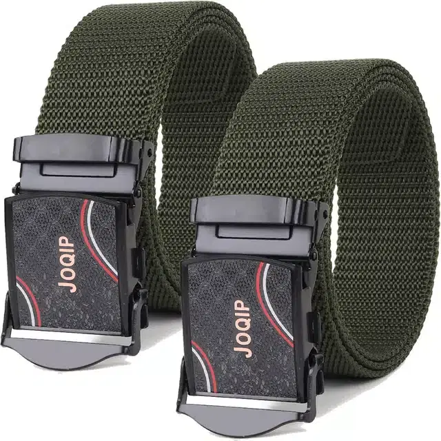 Casual Nylon Belts for Men, Pack of 2 (Green)