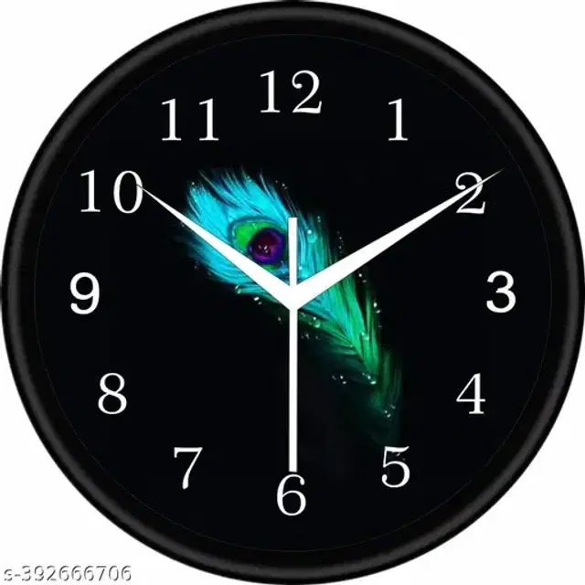 Wall Clock Analog Clock Home/office Decor Stylish, Black, Pack Of 1