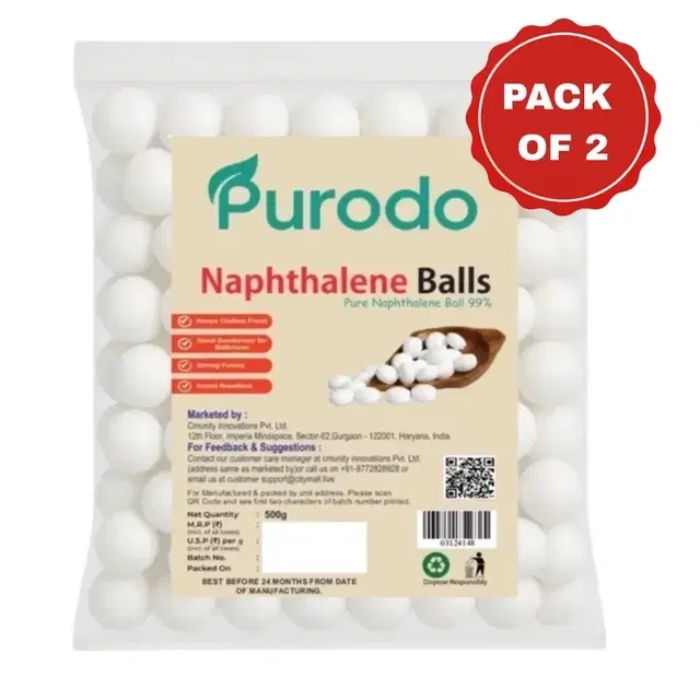 Purodo Napathelene Balls 2X500 g (Pack of 2)