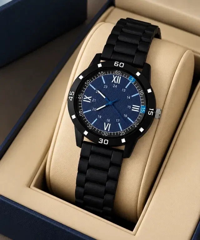 Analog Watch for Men (PU, Free Size)