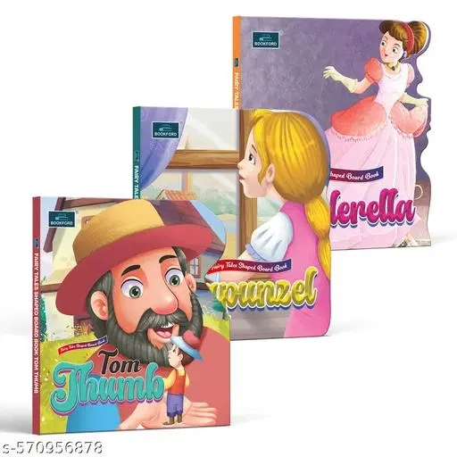 Fairy Tale Shaped Board Book – Cinderella, Rapunzel, and Tom Thumb | Set of 3 – A Fun, Engaging Set of Stories to Build Kids’ Reading Skills and Encourage Storytelling