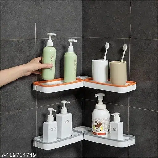 Plastic Bathroom Shelves, Multicolor, Pack of 2