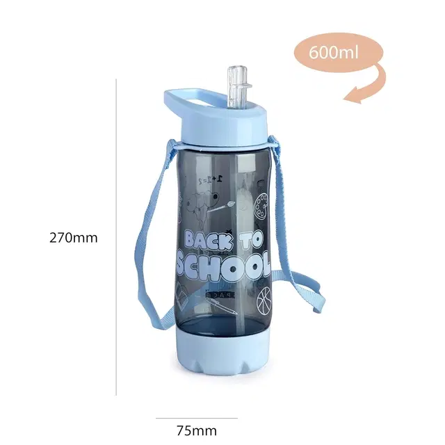 Plastic Water Bottle For Kids ,Multicolour ,(600ML) , Pack Of 2