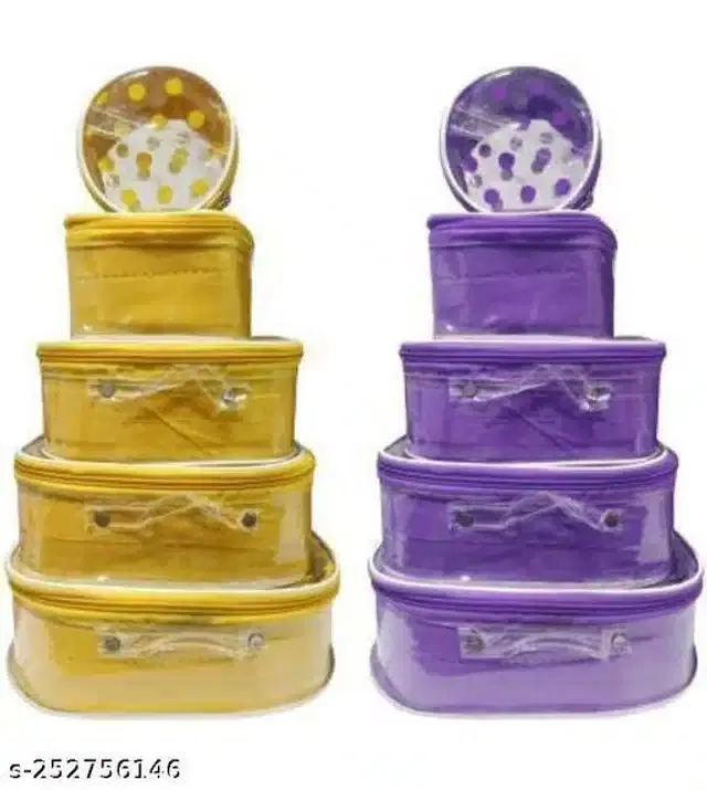 Makeup Vanity Box, Purple & Yellow, Pack of 10