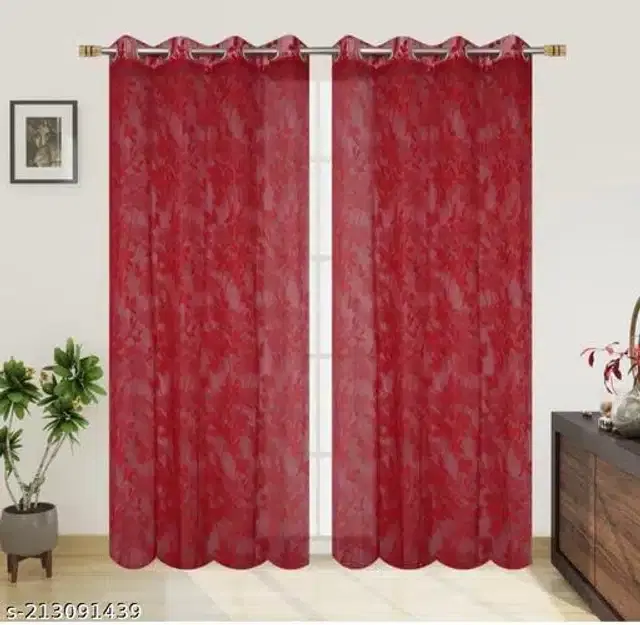 Curtains for Door, Maroon, 7 Feet, Pack of 2