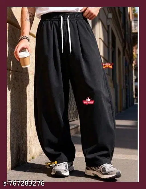 Terry Sports Pant for Men, Black (28)