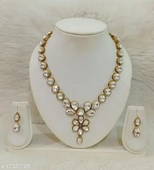 Beautiful Kundan Necklace for Women & Girls, White
