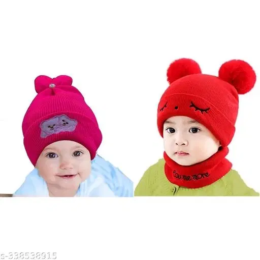 Printed Cap for Kids, Pack of 2 (Multicolor)