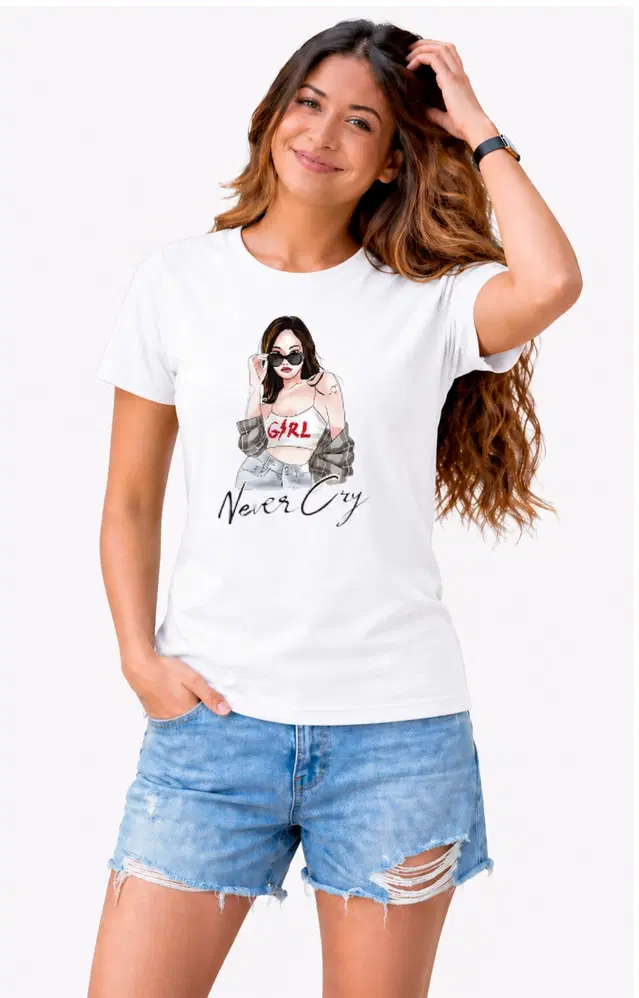 Casual Cotton Tshirts for Women (White, S)
