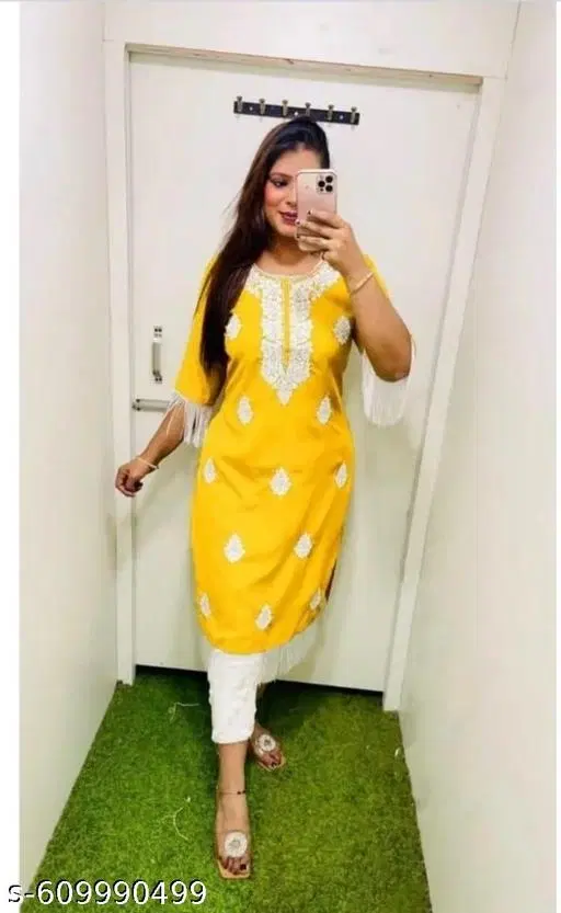 Vichitra Silk Kurta Set for Women (Nude, XXL)