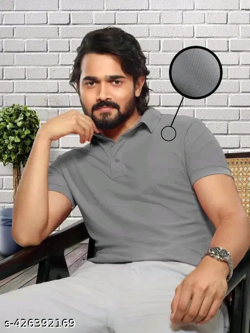 Cotton Blend Printed T-shirt For Men, Grey (L)