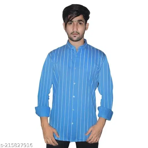 Cotton Blend Checked Shirt for Men, Sky (M) Pack of 1