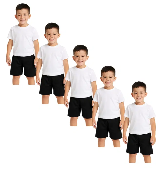 Cotton Shorts for Boys, White, Pack of 5 (6-12 Months)