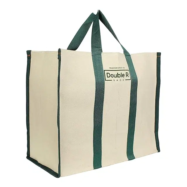 TerraHome x Double-R Big Eco Cotton Canvas Shopping Bags For Carry Milk Grocery Fruits Vegetable With Reinforced Handles Jhola Bag