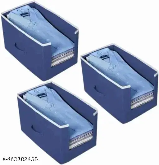 Non-woven Clothes Cover,  (Blue),  (Pack Of 3)