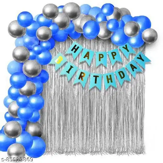Birthday Decoration Kit, Blue & Silver