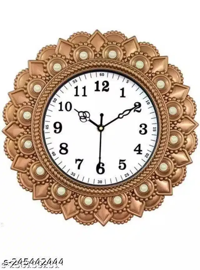 Designer Analog Wall Clock, Tan & White