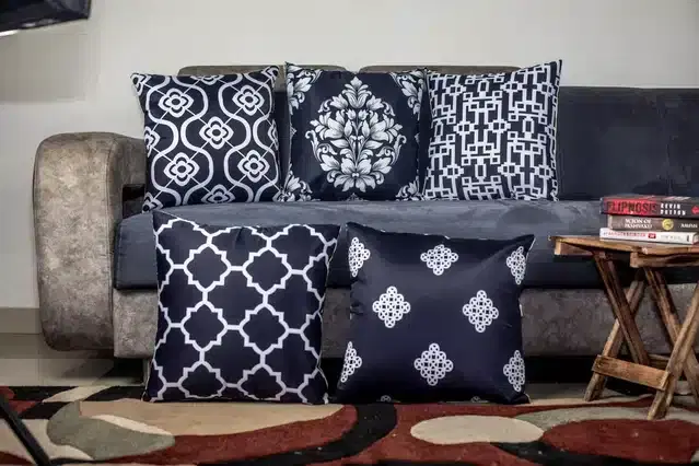 Premium Dupion Silk Cushion Cover, 16x16 inch, Multicolor, Set of 5, A-10