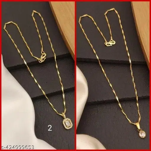 Alloy Pendant with Chain for Women, Set of 2 (Multicolor)