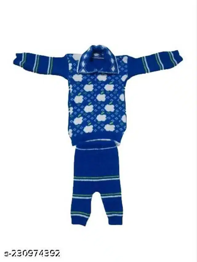 Woolen Sweater & Pant with Socks & Cap for Kids (Multicolor, 1-2 Years)
