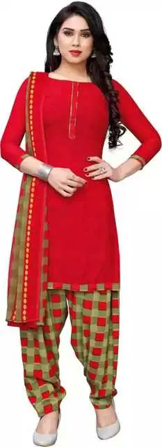 Sharda Creation Women's Dress Material (Red) (SC03)