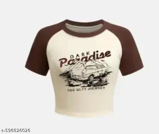 Cotton Blend Printed tops for Women, White (XS)