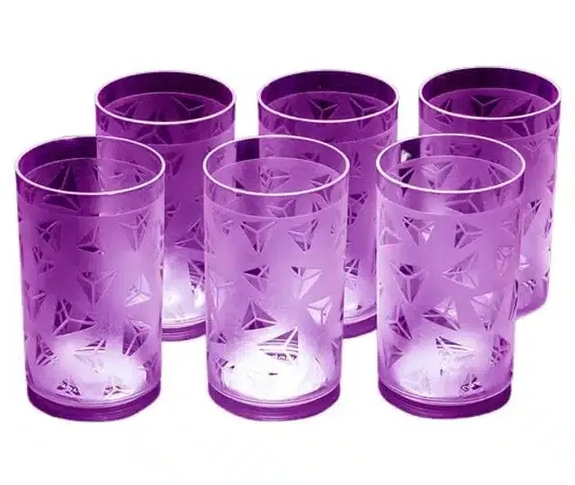 Plastic Glass, Pack of 6, Purple, 250 ml