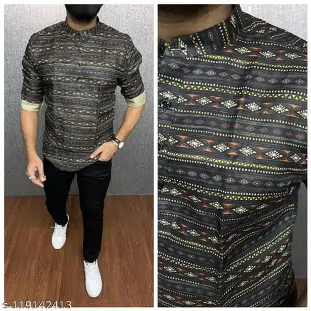 Printed Shirt for Men (Multicolor, M)