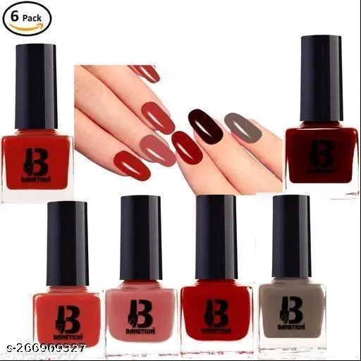 Banetion Matte Nail Polish, Multicolor, Pack of 6