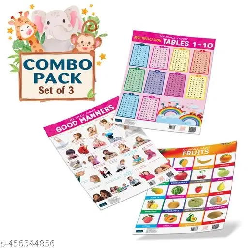 Bookford Publications My small chart Fruits, Good Manners & Tables (Set of 3)